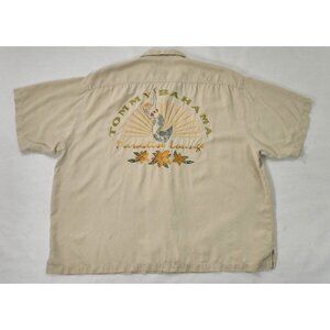 Tommy Bahama Paradise Lounge Embroidered Back Silk Aloha Shirt Mens XXL ****